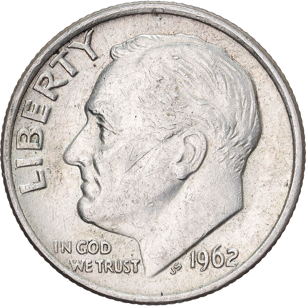 États-Unis, Dime, Roosevelt, 1962, U.S. Mint, Argent, TTB+, KM:195