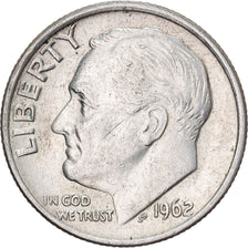 United States, Dime, Roosevelt, 1962, U.S. Mint, Silver, AU(50-53), KM:195
