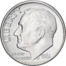United States, Dime, Roosevelt, 1961, U.S. Mint, Silver, AU(50-53), KM:195