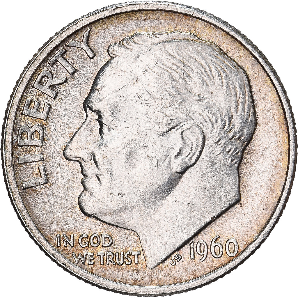 Vereinigte Staaten, Dime, Roosevelt, 1960, U.S. Mint, Silber, SS+, KM:195