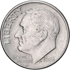 Stati Uniti, Dime, Roosevelt, 1946, U.S. Mint, Argento, BB, KM:195