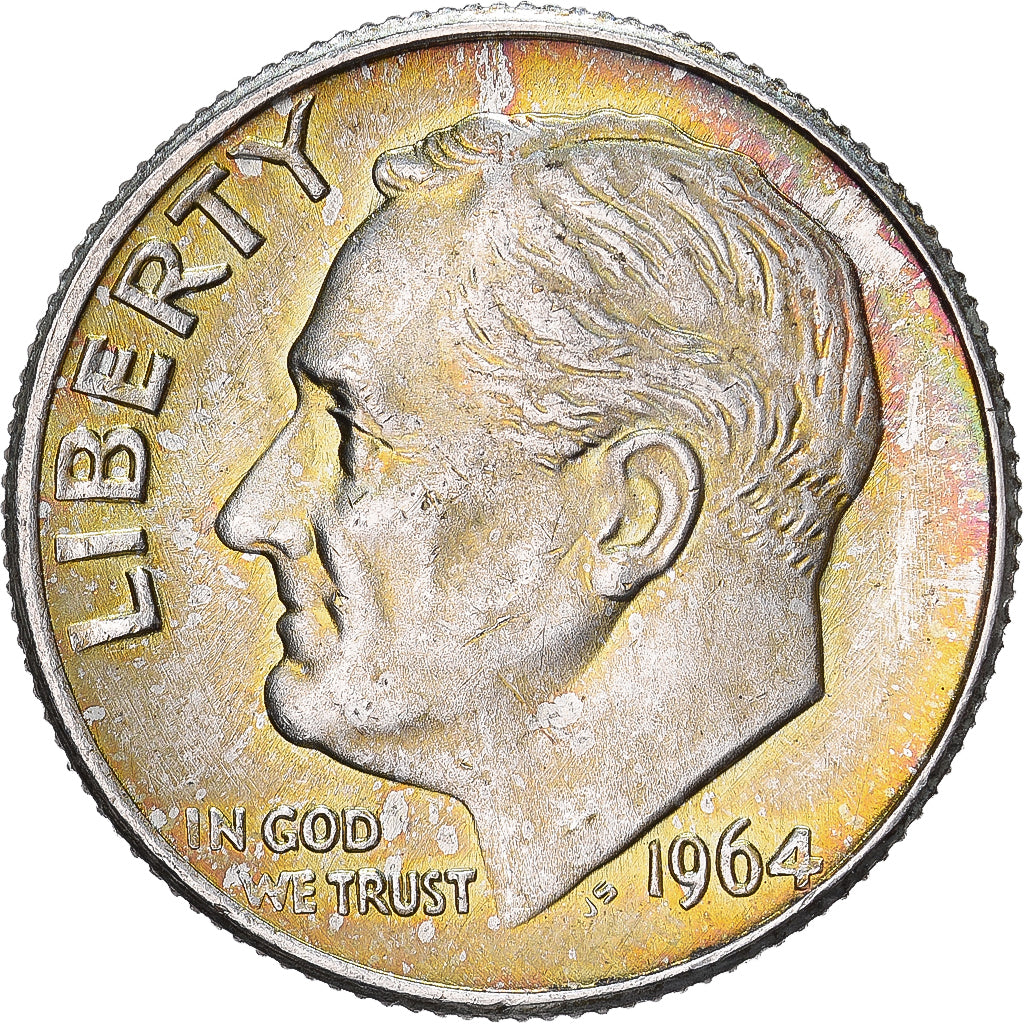 Estados Unidos da América, Dime, Roosevelt, 1964, U.S. Mint, Prata, AU(50-53)