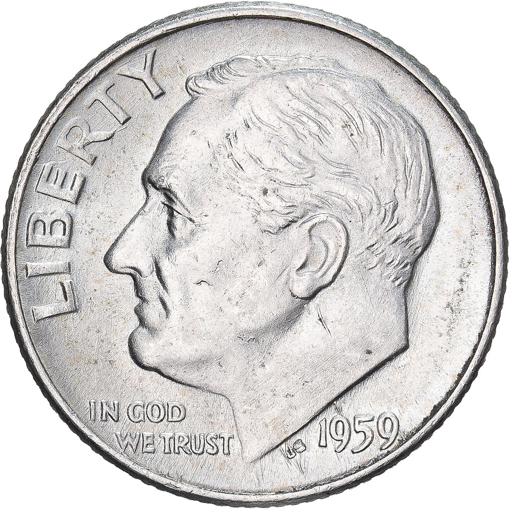 Vereinigte Staaten, Dime, Roosevelt, 1959, U.S. Mint, Silber, SS+, KM:195
