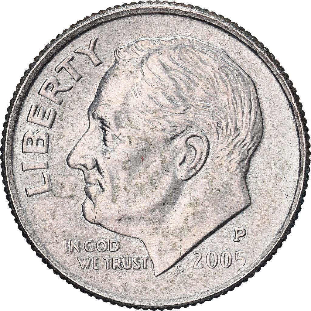 États-Unis, Dime, Roosevelt, 2005, U.S. Mint, Cupronickel plaqué cuivre, TTB+
