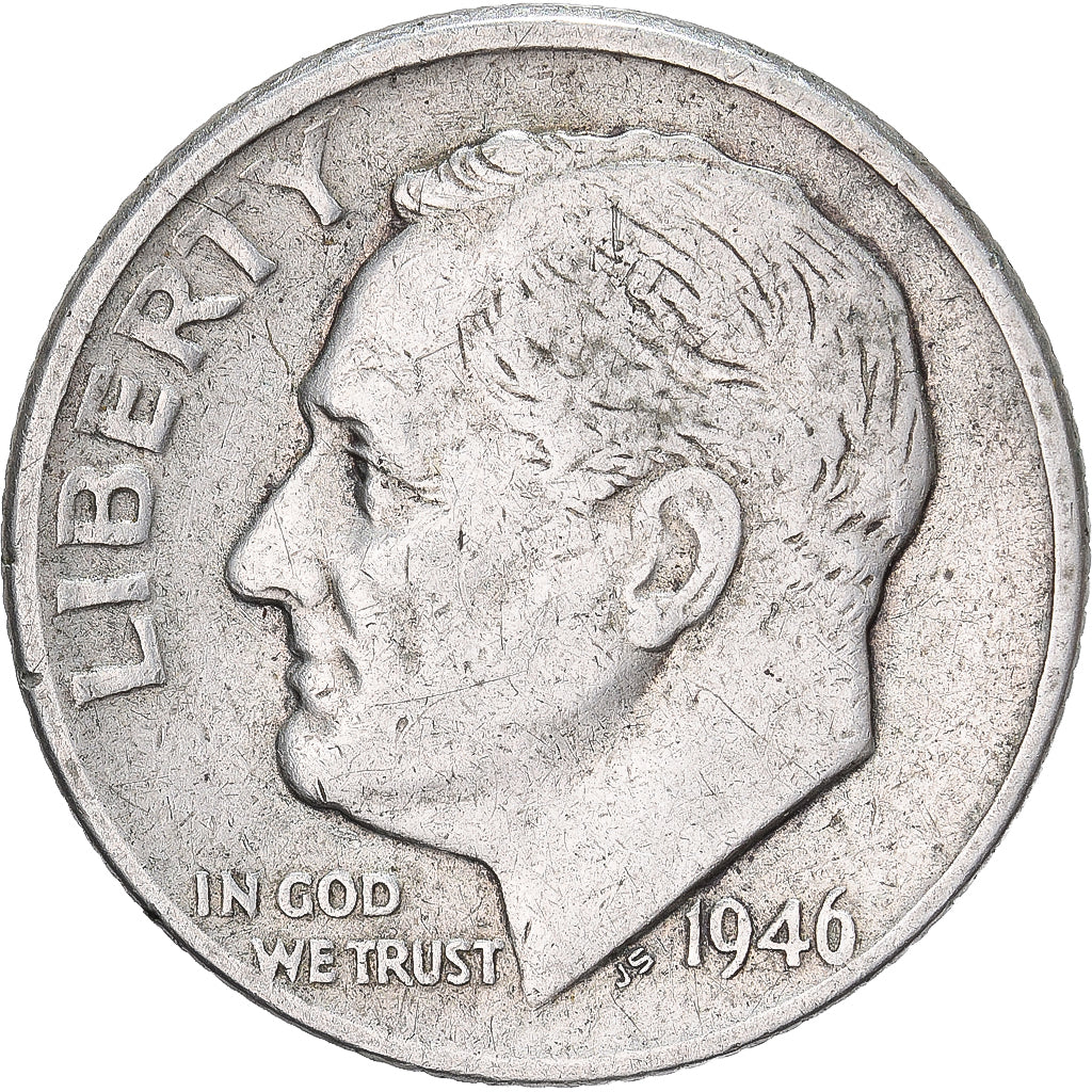 Vereinigte Staaten, Dime, Roosevelt, 1946, U.S. Mint, Silber, SS, KM:195