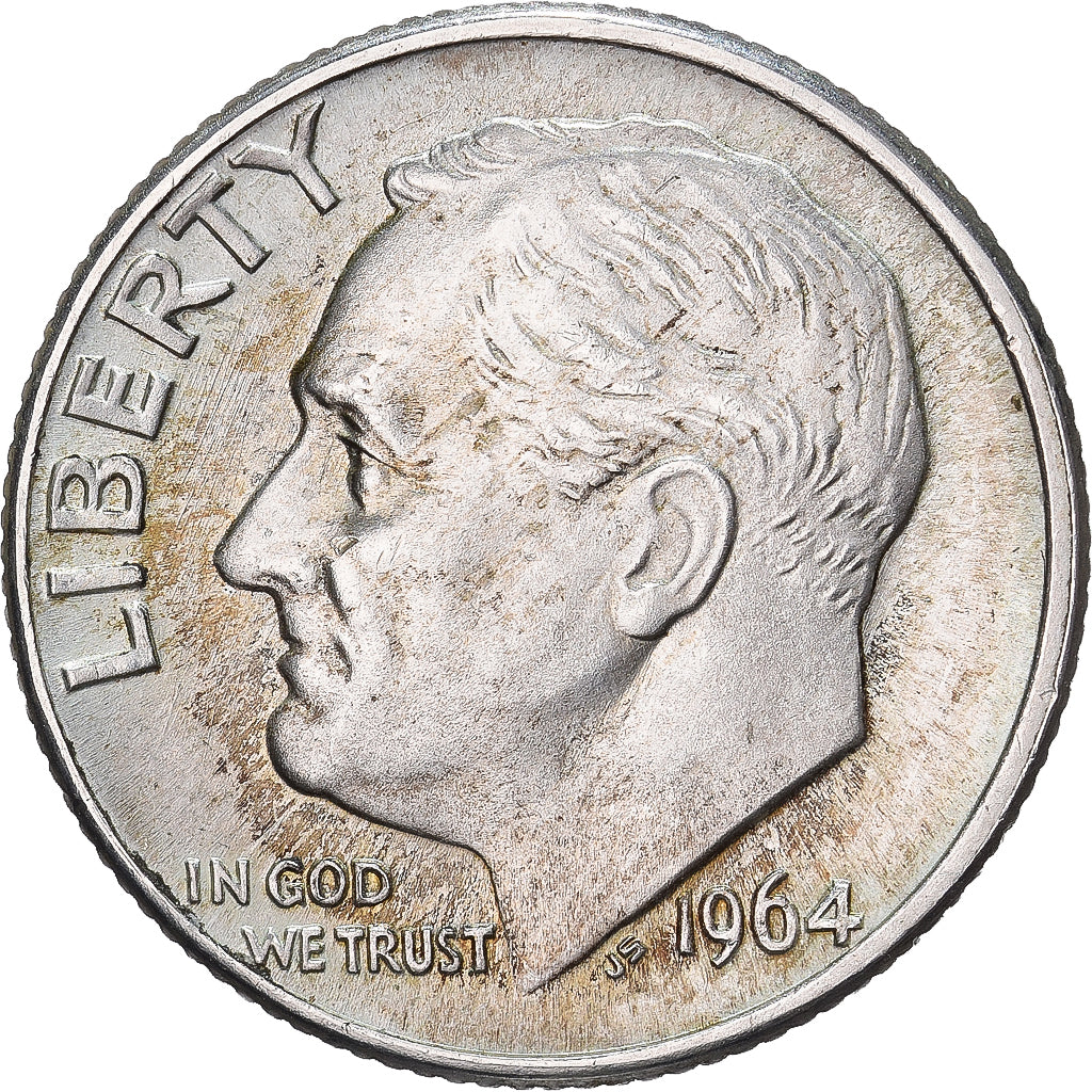 Vereinigte Staaten, Dime, Roosevelt, 1964, U.S. Mint, Silber, SS+, KM:195