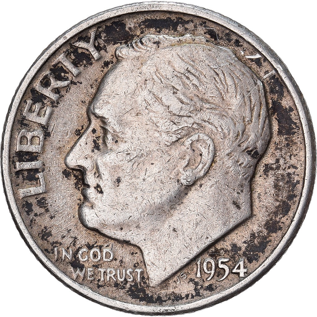 États-Unis, Dime, Roosevelt, 1954, U.S. Mint, Argent, TB+, KM:195