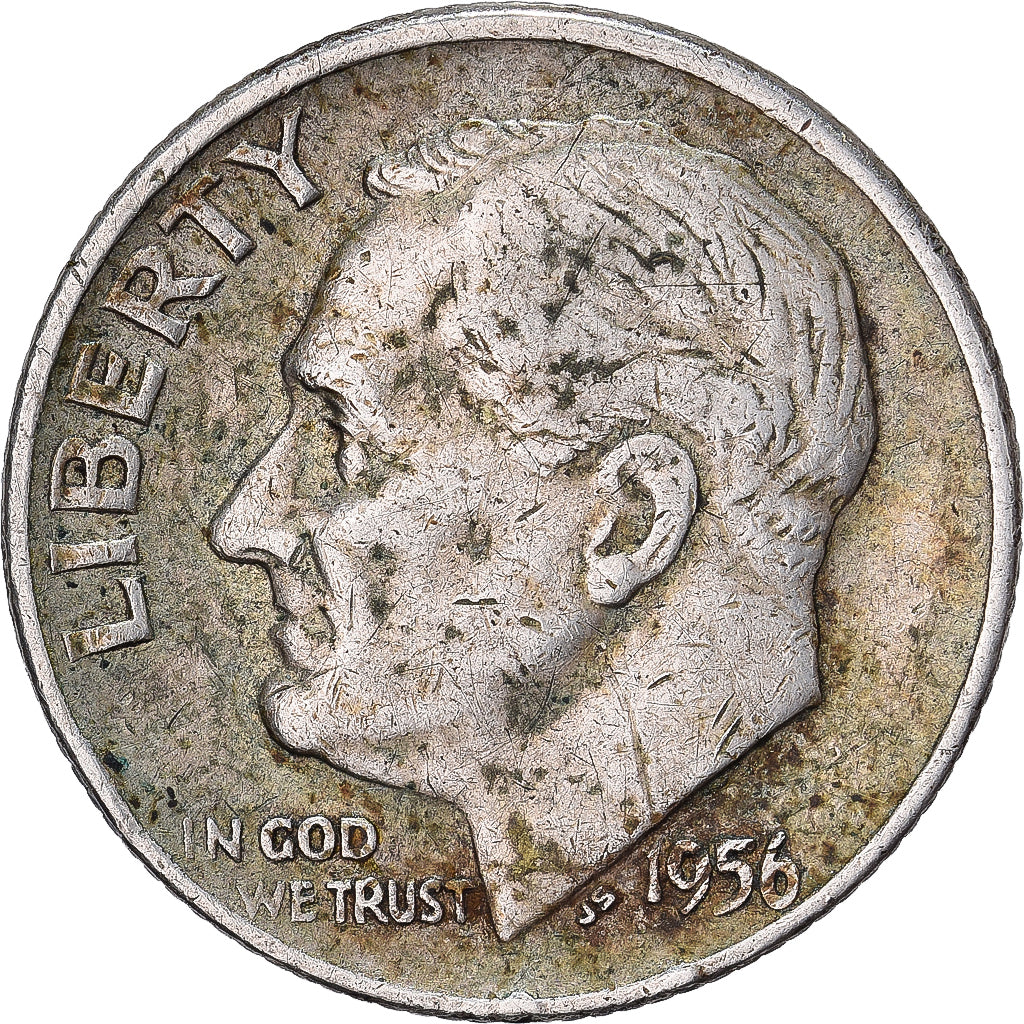 États-Unis, Dime, Roosevelt, 1956, U.S. Mint, Argent, TB+, KM:195