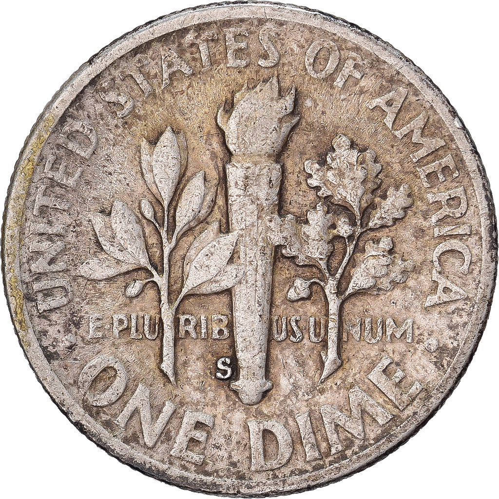 Vereinigte Staaten, Dime, Roosevelt, 1952, U.S. Mint, Silber, S+, KM:195