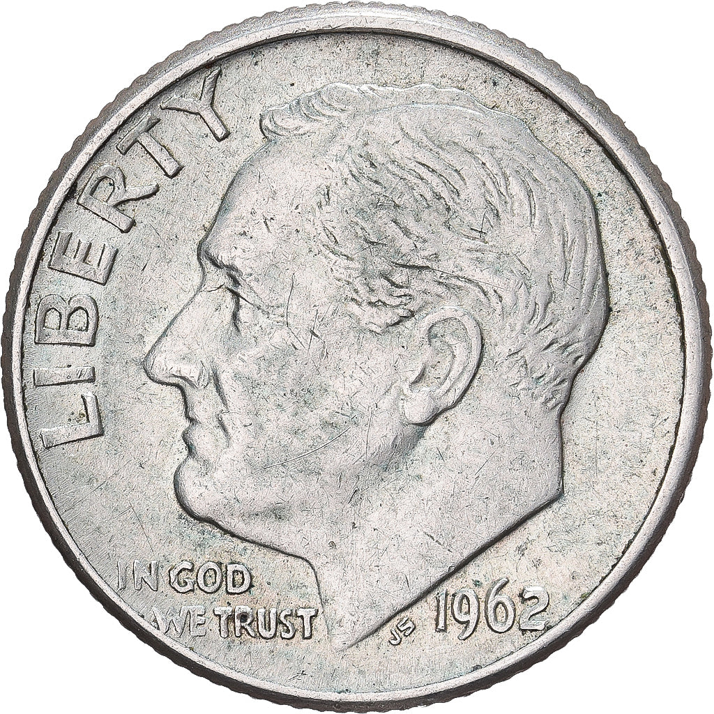 États-Unis, Dime, Roosevelt, 1962, U.S. Mint, Argent, TTB, KM:195