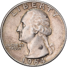 Stati Uniti, Quarter, Washington, 1964, U.S. Mint, Argento, BB, KM:164