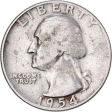 Stati Uniti, Quarter, Washington, 1954, U.S. Mint, Argento, BB, KM:164