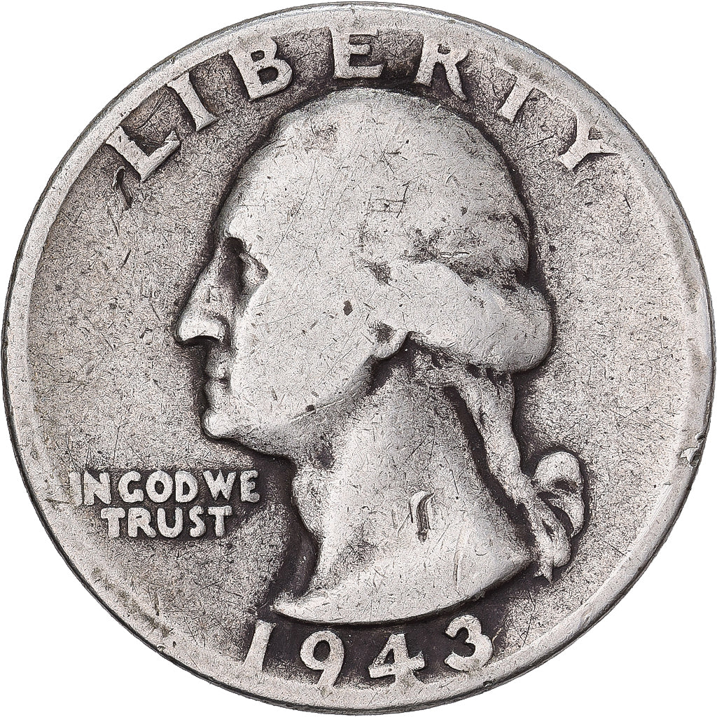 États-Unis, Quarter, Washington, 1943, U.S. Mint, Argent, TB, KM:164
