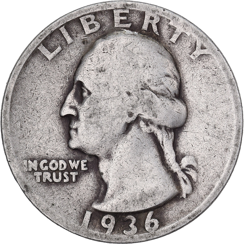 États-Unis, Quarter, Washington, 1936, U.S. Mint, Argent, TB, KM:164