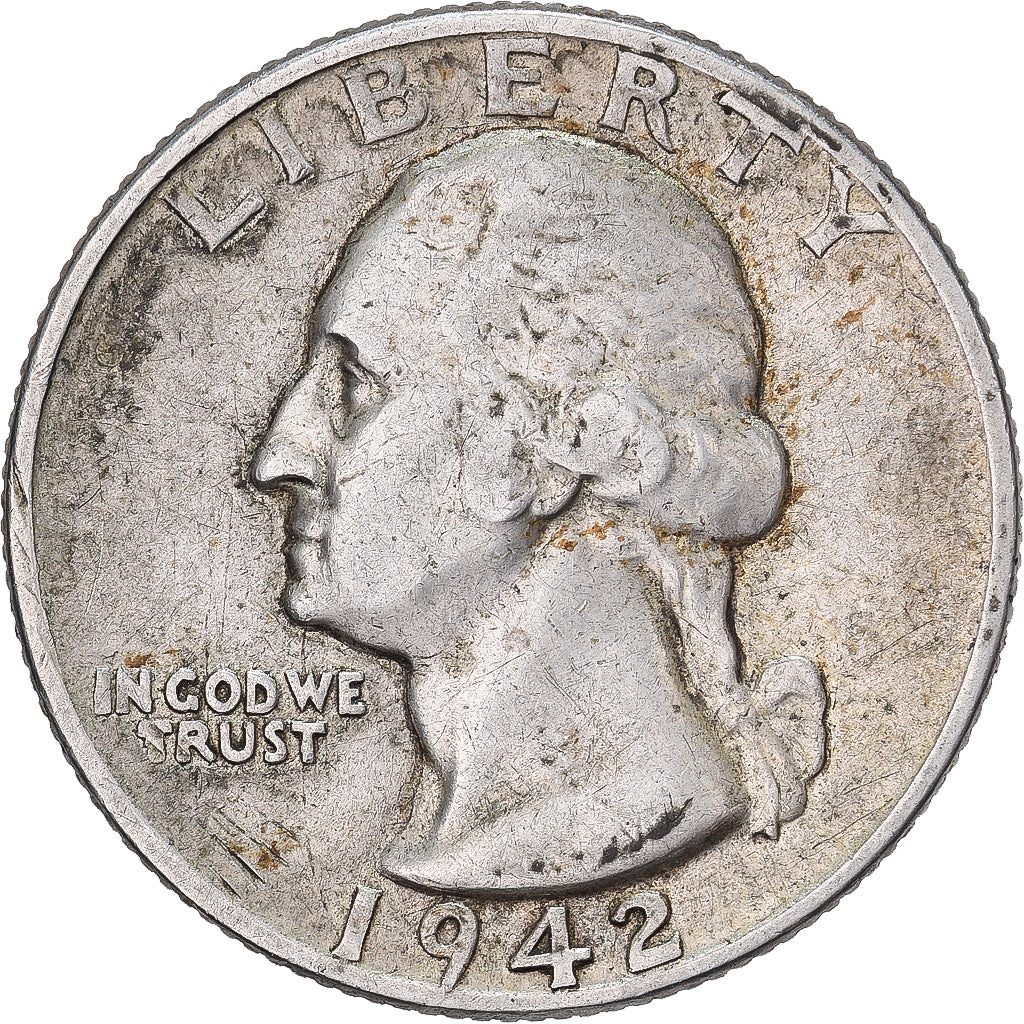 États-Unis, Quarter, Washington, 1942, U.S. Mint, Argent, TTB, KM:164