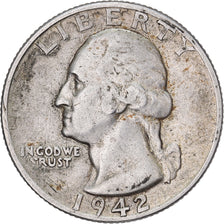 Stati Uniti, Quarter, Washington, 1942, U.S. Mint, Argento, BB, KM:164
