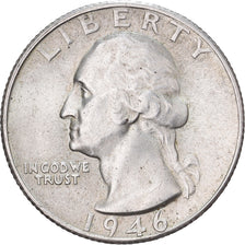 United States, Quarter, Washington, 1946, U.S. Mint, Silver, AU(50-53), KM:164