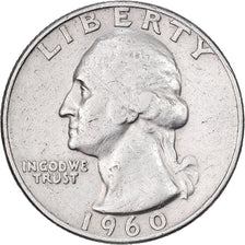 États-Unis, Quarter, Washington, 1960, U.S. Mint, Argent, TTB+, KM:164