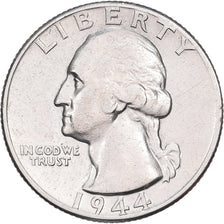 United States, Quarter, Washington, 1944, U.S. Mint, Silver, AU(50-53), KM:164