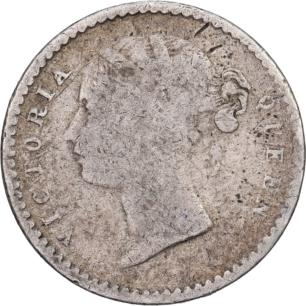 Índia-Britânica, Victoria, 2 Annas, 1841, Bombay, Prata, VG(8-10), KM:459.1