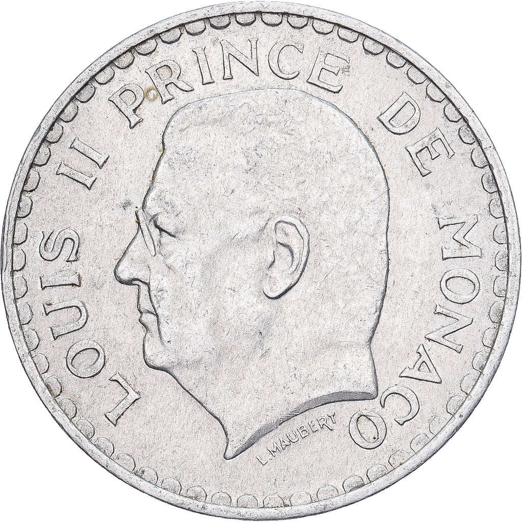 Mónaco, Louis II, 5 Francs, 1945, Aluminio, MBC+, Gadoury:MC135, KM:122