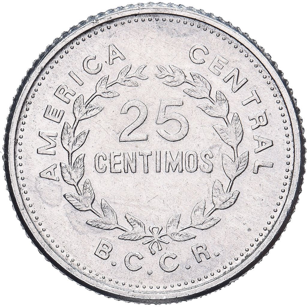 Costa Rica, 25 Centimos, 1989, Aluminum, AU(55-58), KM:188.3