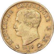 États italiens, KINGDOM OF NAPOLEON, Napoléon Ier, 40 Lire, 1814, Milan, Or