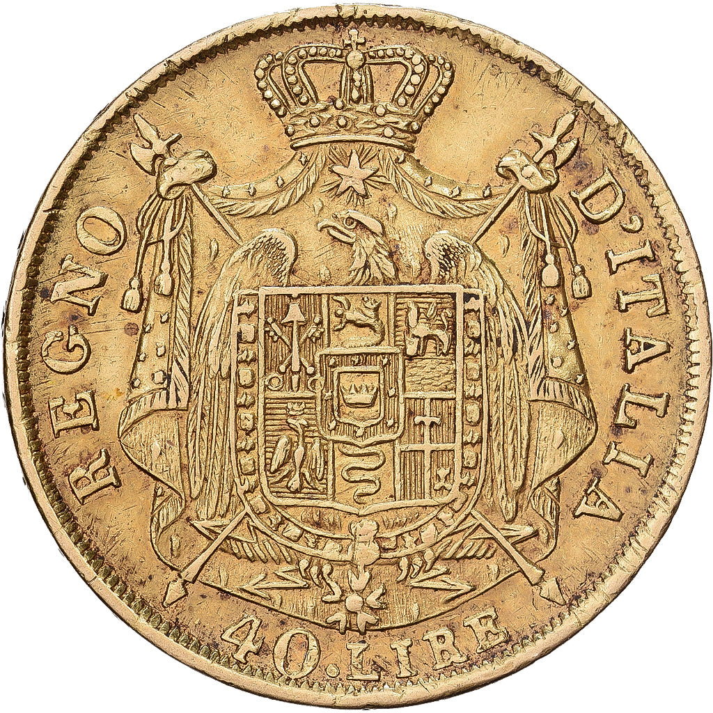 Italian States, KINGDOM OF NAPOLEON, Napoleon I, 40 Lire, 1814, Milan, Gold