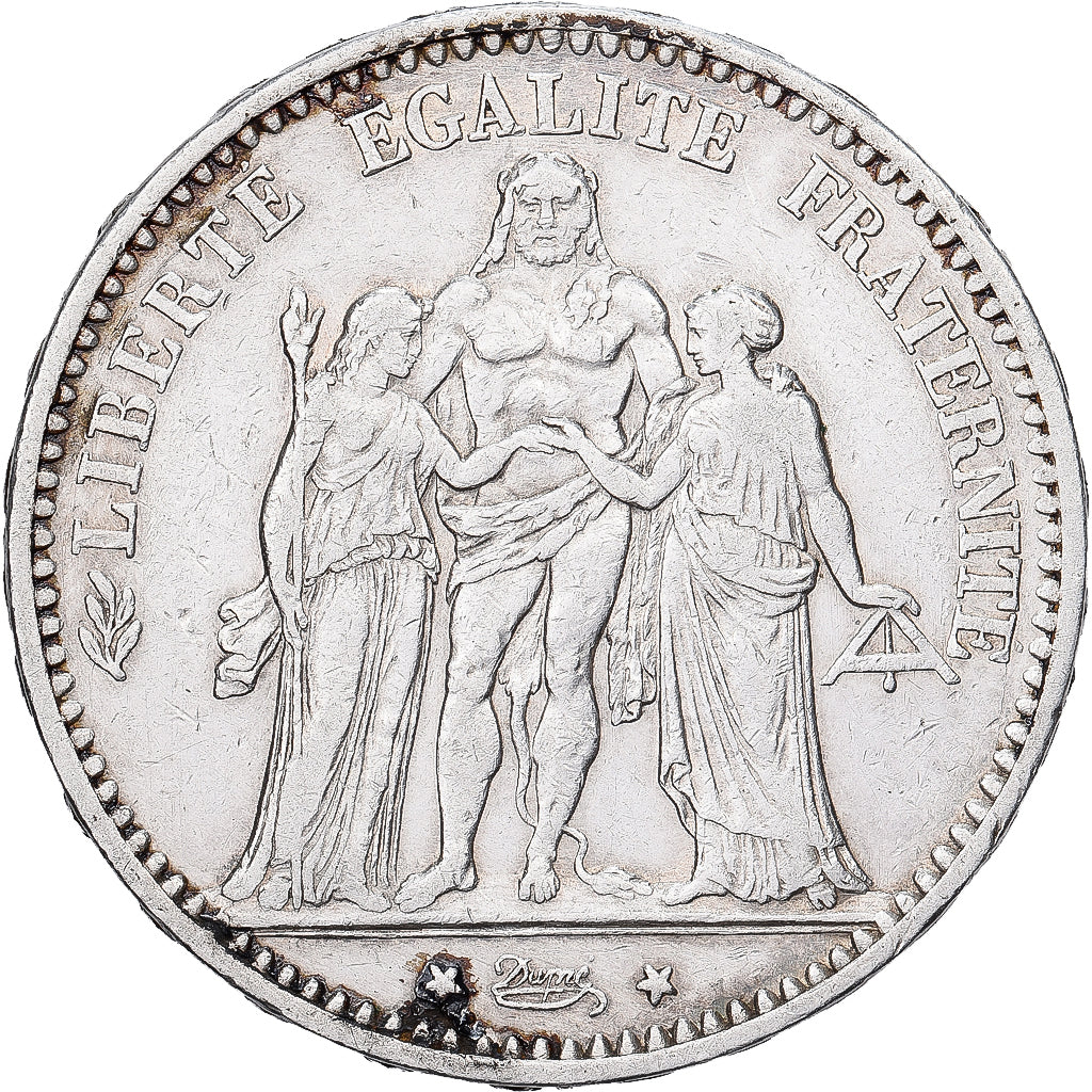 France, 5 Francs, Hercule, 1874, Bordeaux, Silver, EF(40-45), Gadoury:745a