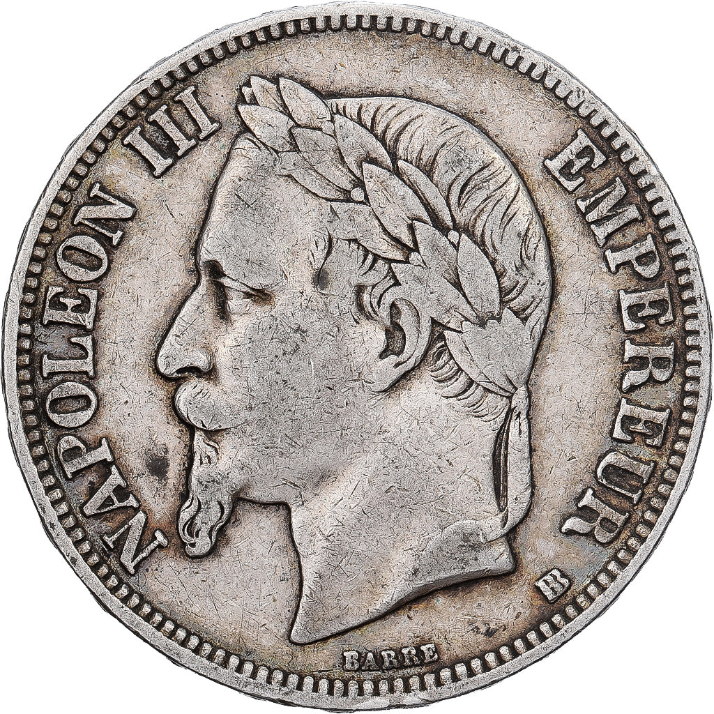 France, Napoleon III, 5 Francs, 1868, Strasbourg, Silver, VF(30-35)