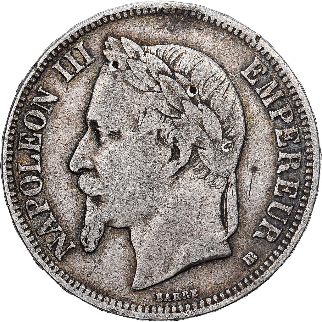 Frankreich, Napoleon III, 5 Francs, 1869, Strasbourg, Silber, S+, Gadoury:739