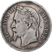 France, Napoleon III, 5 Francs, 1869, Strasbourg, Silver, VF(30-35)