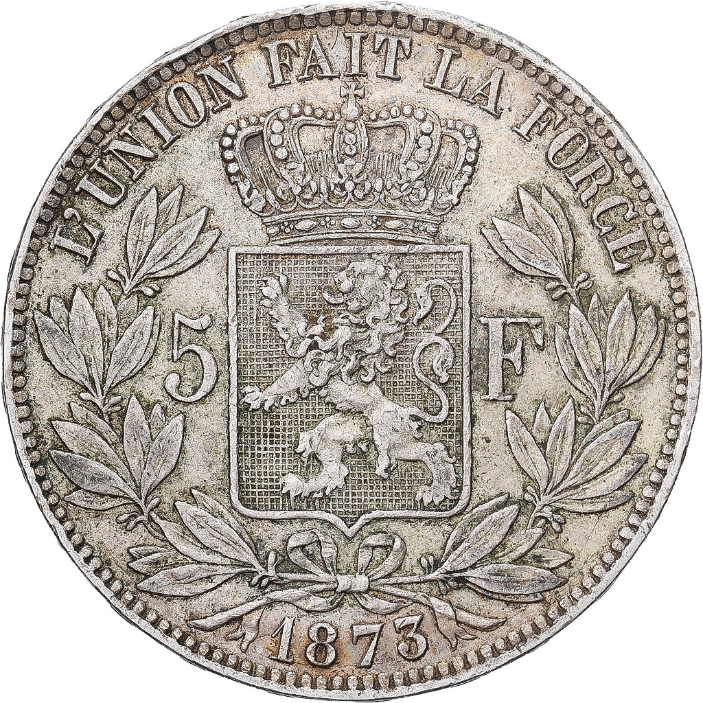 Belgium, Leopold II, 5 Francs, 5 Frank, 1873, Brussels, Silver, EF(40-45), KM:24