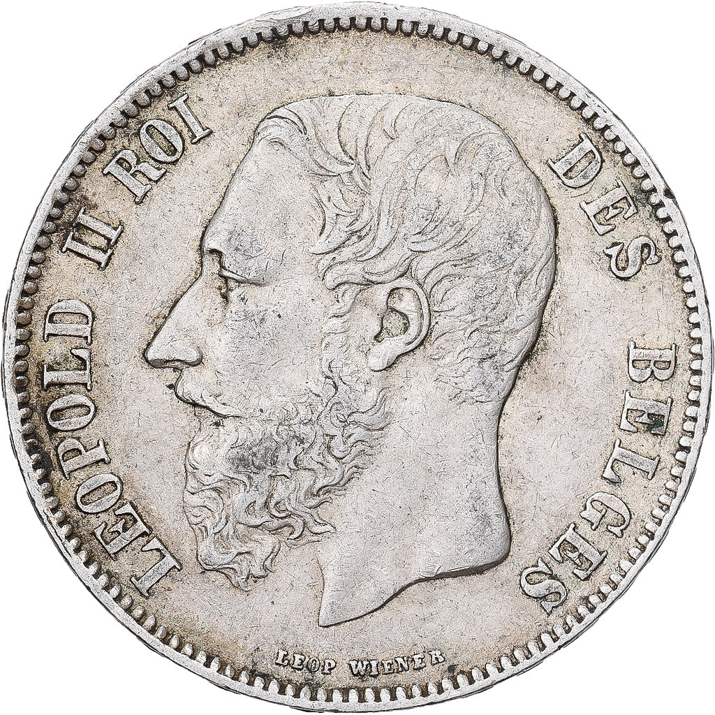 Bélgica, Leopold II, 5 Francs, 5 Frank, 1869, Brussels, Plata, MBC, KM:24