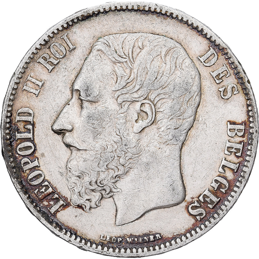 Belgio, Leopold II, 5 Francs, 5 Frank, 1875, Brussels, Argento, BB, KM:24