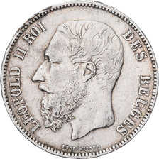 Belgio, Leopold II, 5 Francs, 5 Frank, 1874, Brussels, Argento, BB, KM:24
