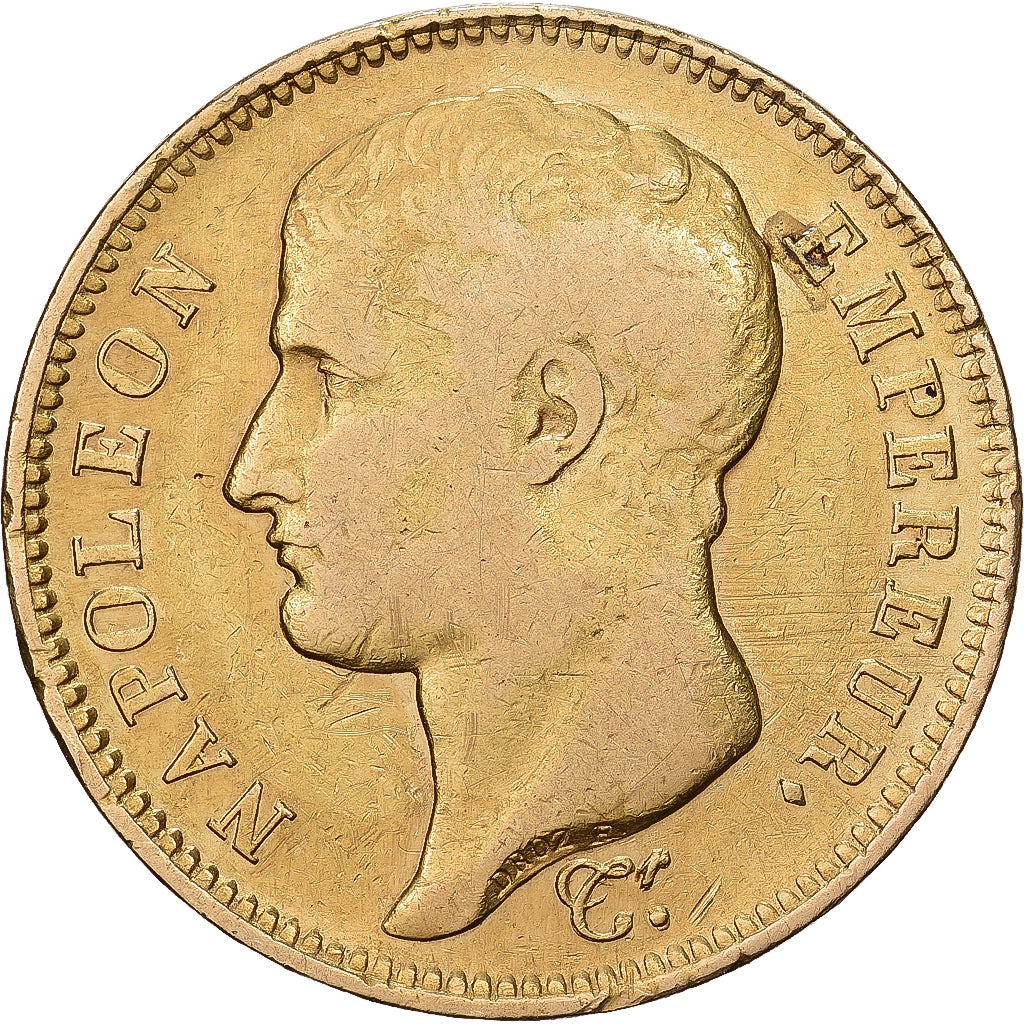 France, Napoléon Ier, 40 Francs, 1807, Turin, Très rare, Or, TB+