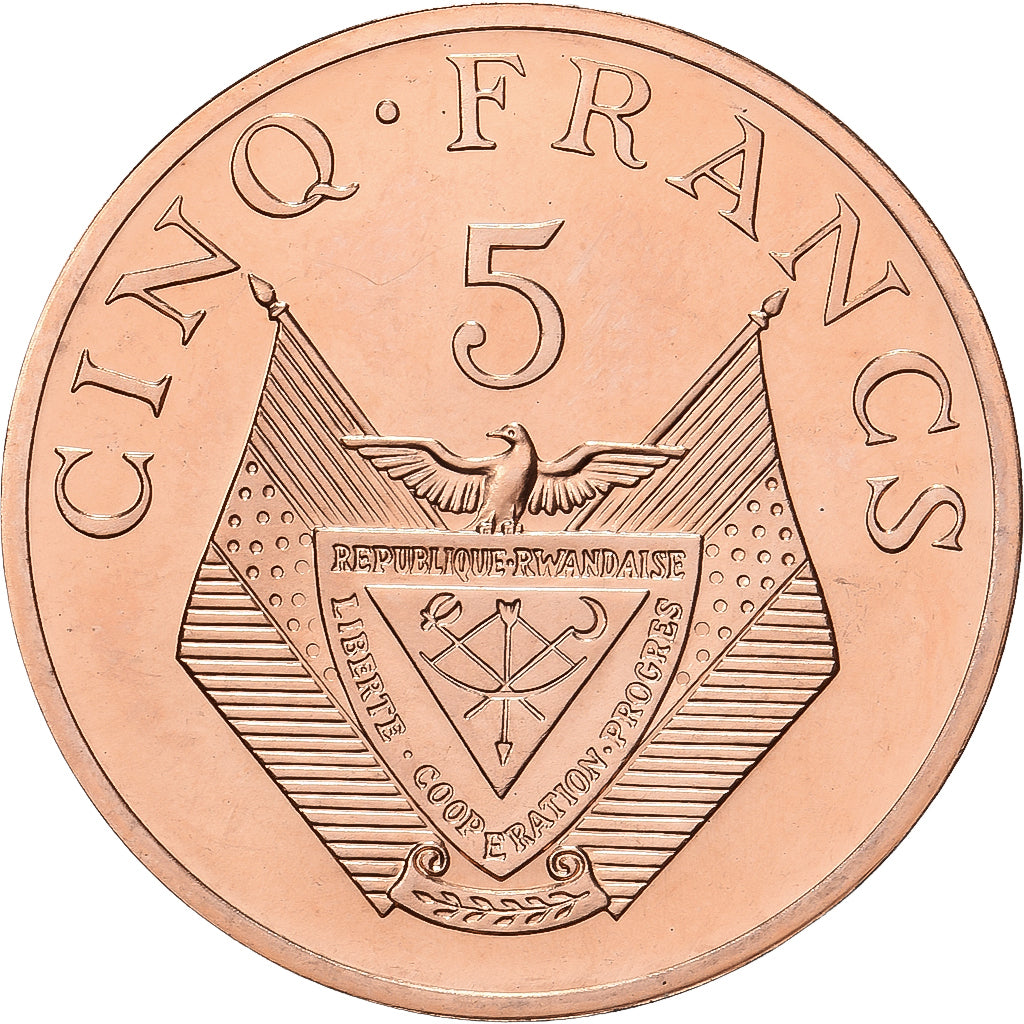 Ruanda, 5 Francs, 1977, Paris, ESSAI, Bronce, FDC, KM:E5