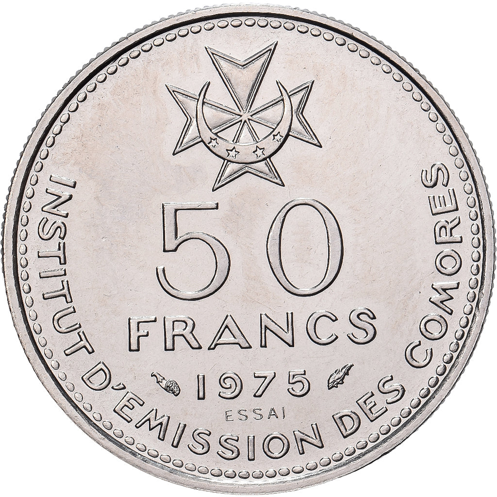 Komoren, 50 Francs, 1975, Paris, ESSAI, Nickel, STGL, KM:E6