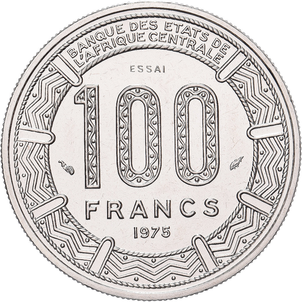 Gabón, 100 Francs, 1975, Paris, ESSAI, Níquel, FDC, KM:E6