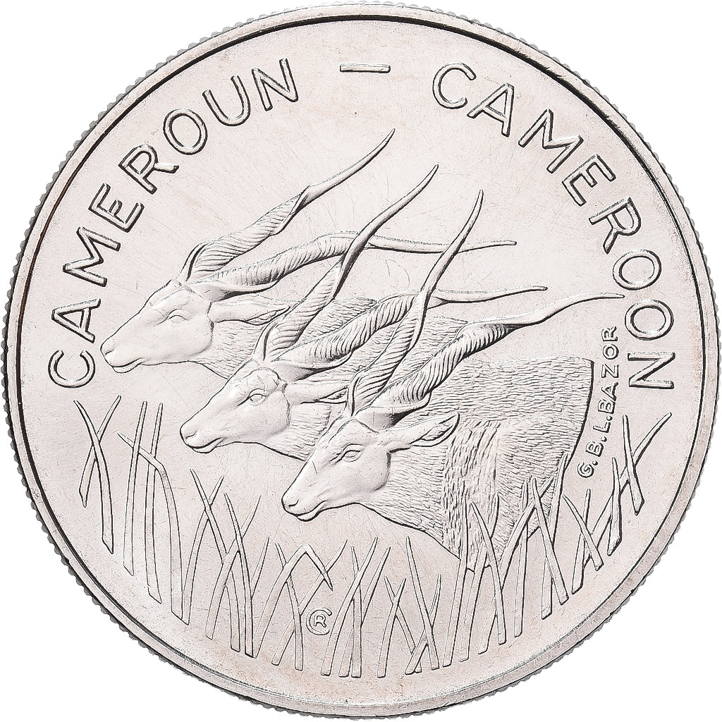 Kamerun, 100 Francs, 1975, Paris, PRÓBA, Nikiel, MS(65-70), KM:E16