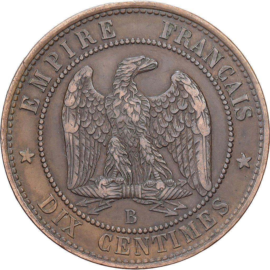 France, Napoléon III, 10 Centimes, 1853, Rouen, Bronze, TTB, Gadoury:248