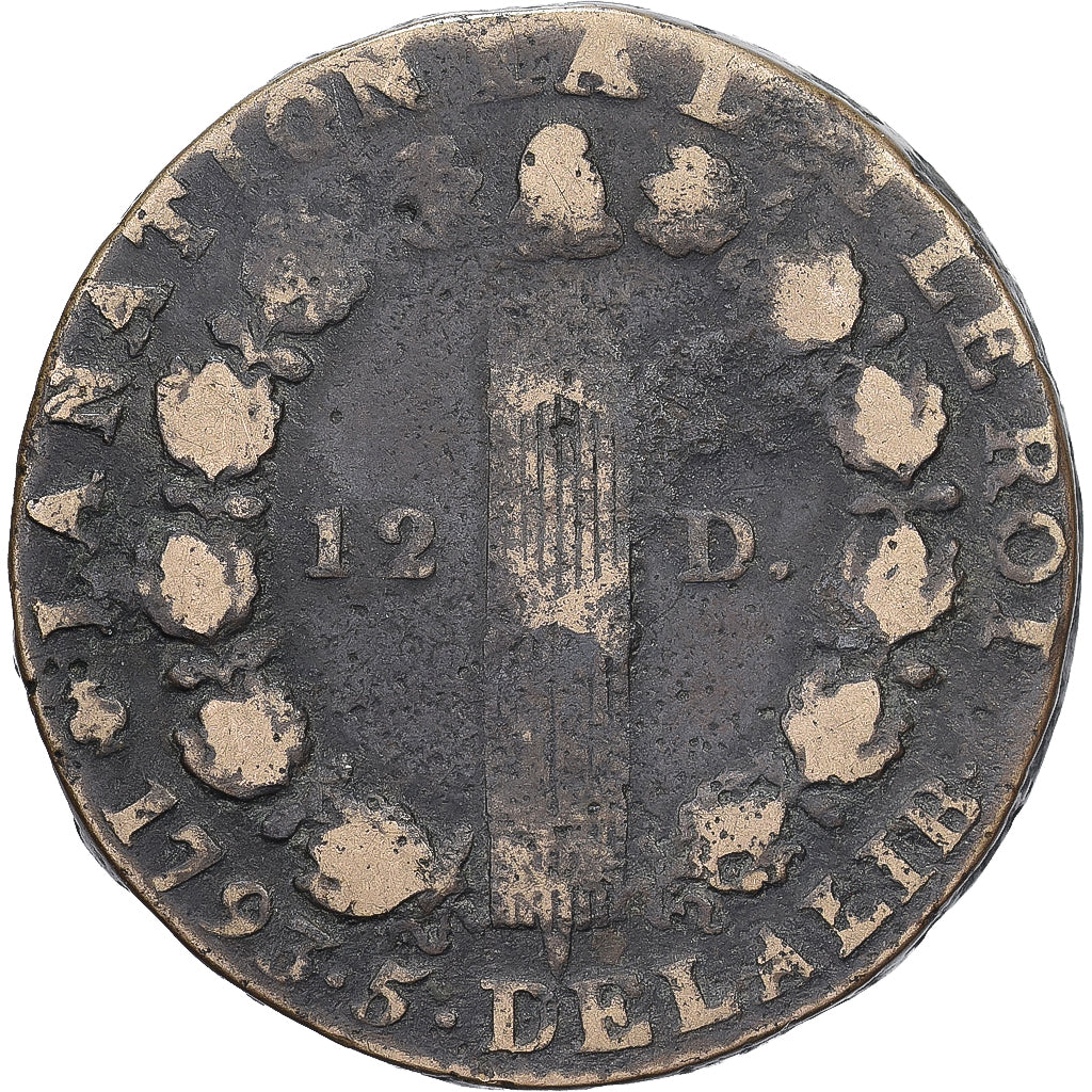 Francia, 12 Deniers, 12 deniers françois, 1793 - An 5, Paris, Bronce, BC+