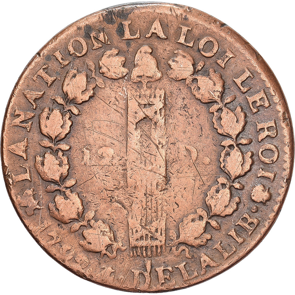 Francja, 12 Deniers, 12 deniers françois, 1792, Rouen, Brązowy, VF(20-25)