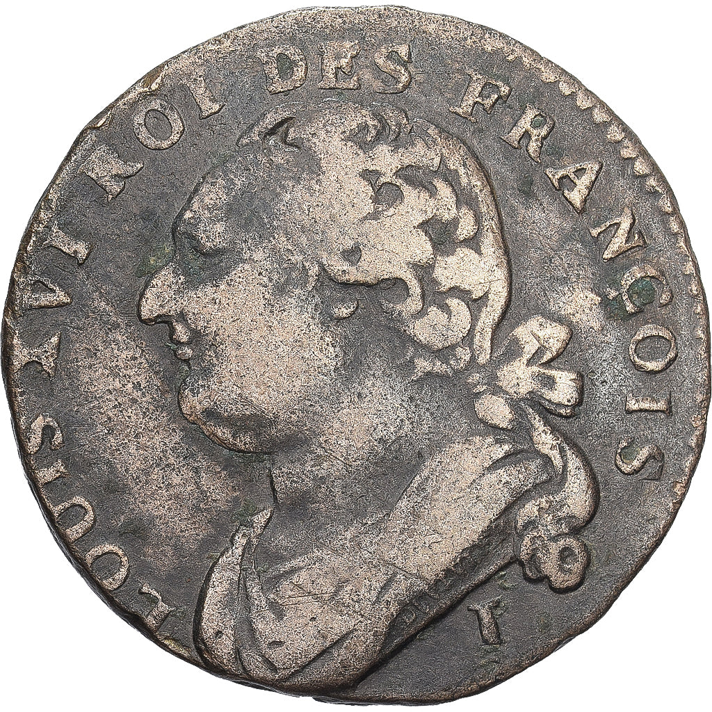 França, 12 Deniers, 12 deniers françois, 1792, Limoges, 1er sem, Bronze