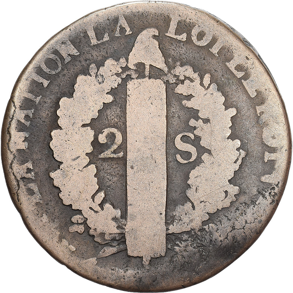 Francia, 2 Sols, 2 sols françois, 1792, Lille, 1er sem, Bronzo, B+, Gadoury:25