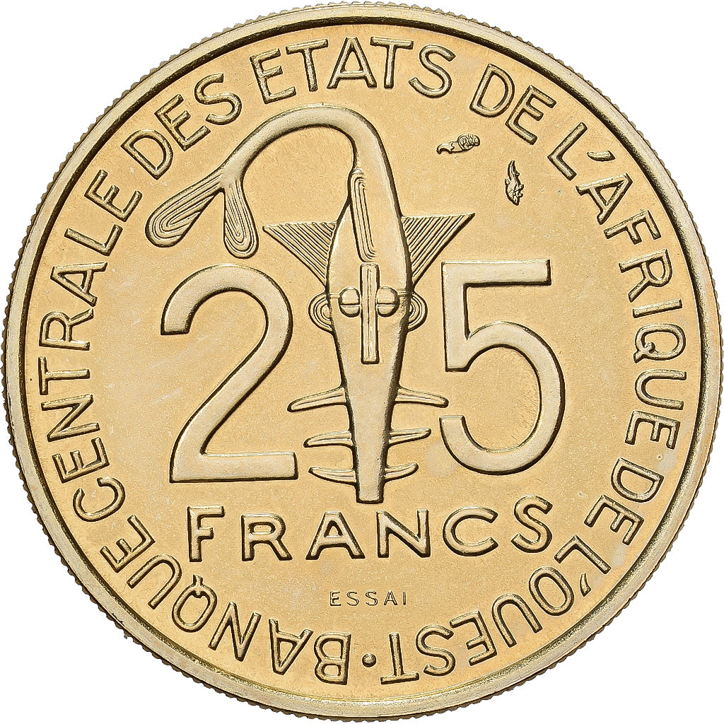 West African States, 25 Francs, 1980, Paris, ESSAI, Aluminum-Bronze, MS(65-70)