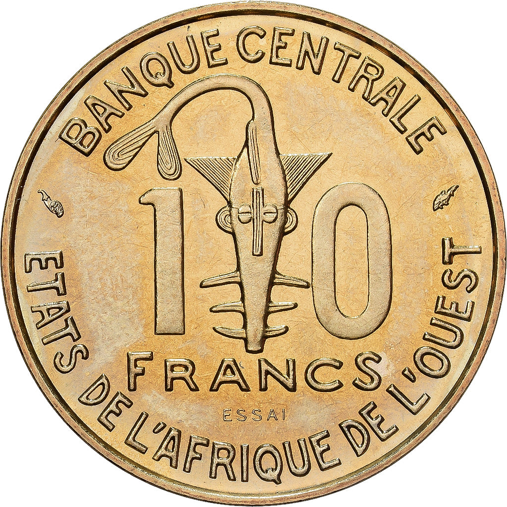 West African States, 10 Francs, 1981, Paris, ESSAI, Brass, MS(65-70), KM:E12