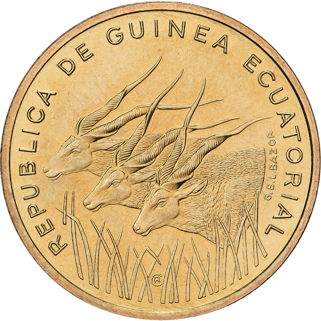 Guinée équatoriale, 5 Francos, 1985, Paris, ESSAI, Bronze-Aluminium, FDC