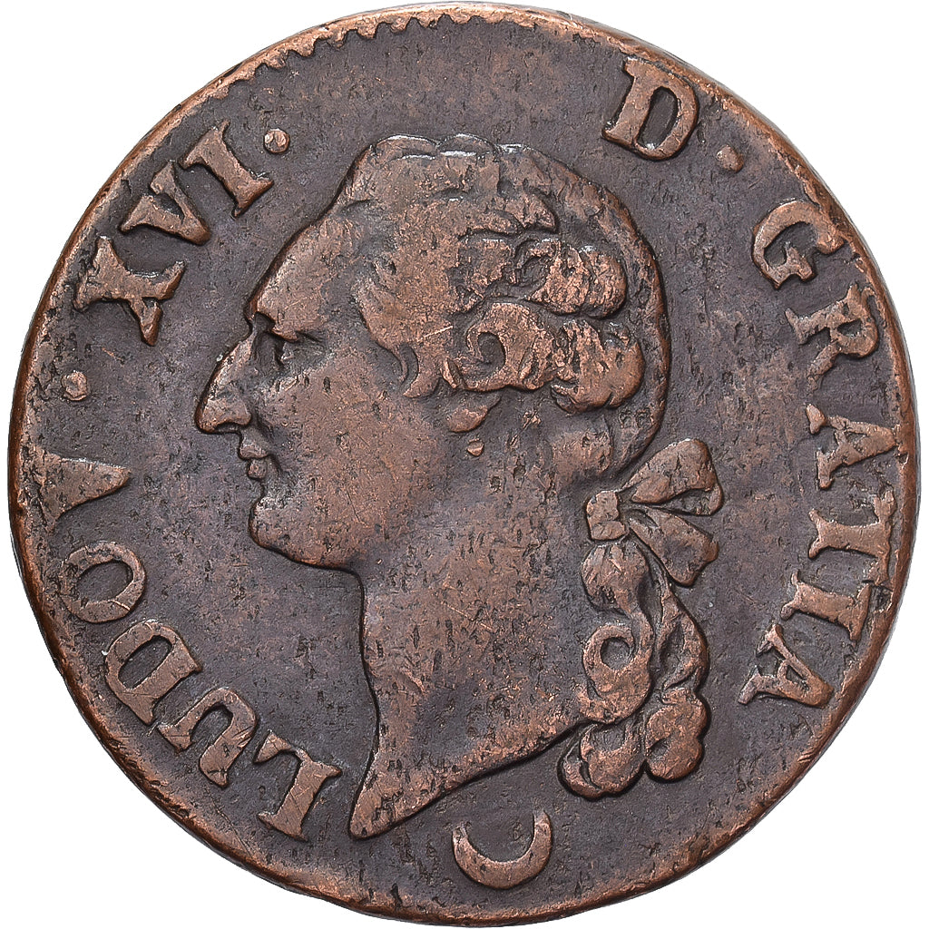 Francia, Louis XVI, Sol, 1782, Metz, Rame, BB, Gadoury:350, KM:578.2